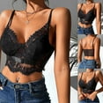thumbnail image 2 of JGGSPWM Women's Lace Bralette V Neck Crop Lingerie Cami Tank Tees Black S, 2 of 9