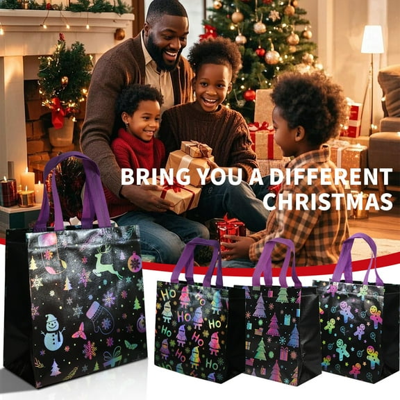 32pcs Colorful Christmas Tote Bags, Large-capacity Christmas Best-selling Gift Bags with Light Effects, Reusable Holiday Gift Bags