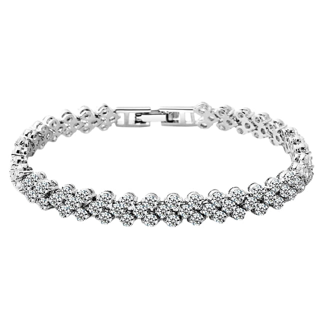 Visland Chain Cubic Elegant Woman Zircon Rhinestone Inlaid Bangle for Daily Wear