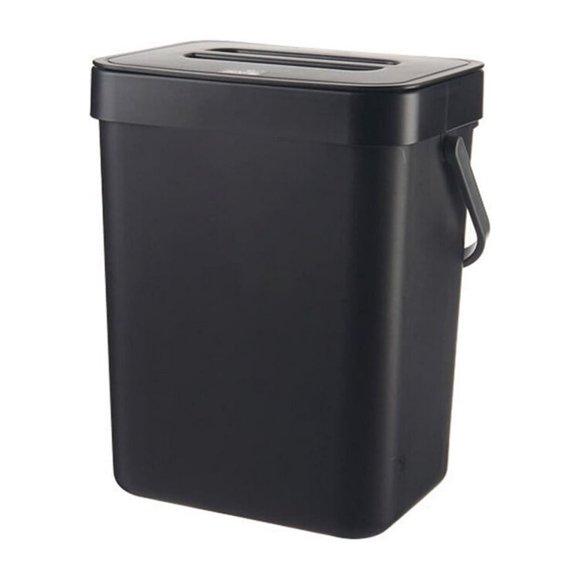 Waste Bin Trash Can Garbage Basket Space Saving Compact Size Multipurpose Food Recycling Recycle Kitchen Gadget Rubbish Bins Black