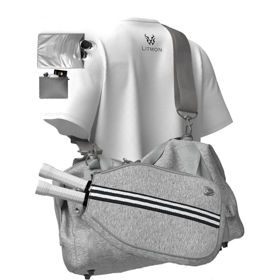 Litmon Pickleball Duffel Bag, 3-in-1 Neoprene Gym Bag with Detachable Paddle Case, Gray