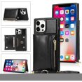 thumbnail image 2 of Compatible with iPhone 12 Pro Max Wallet Case with Crossbody Neck Strap Lanyard Purse Handbag Shoulder Strap Cover with PU Leather Credit ID Card Holder Kickstand Stand Protection Case 6.7" Black, 2 of 15