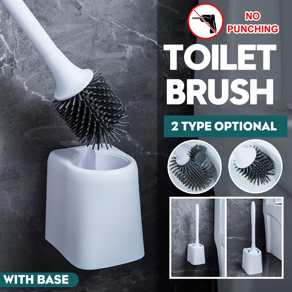 Bathroom Toilet Brush with Base with/without Barb Brush Head for
