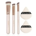 thumbnail image 1 of MAANGE 3Pcs Makeup Brushes + 2Pcs Triangle Powder Puff Set - No-Stroke Concealer Eye Shadow Makeup Brush Blending Beauty Tools (Apricot), 1 of 7
