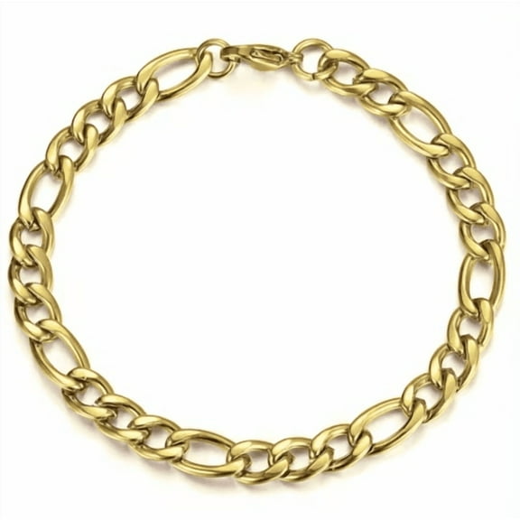 7mm Gold Silver Color Figaro Link Chain 14K Yellow Gold Jewelry Classic Curb Bracelets for Men Women