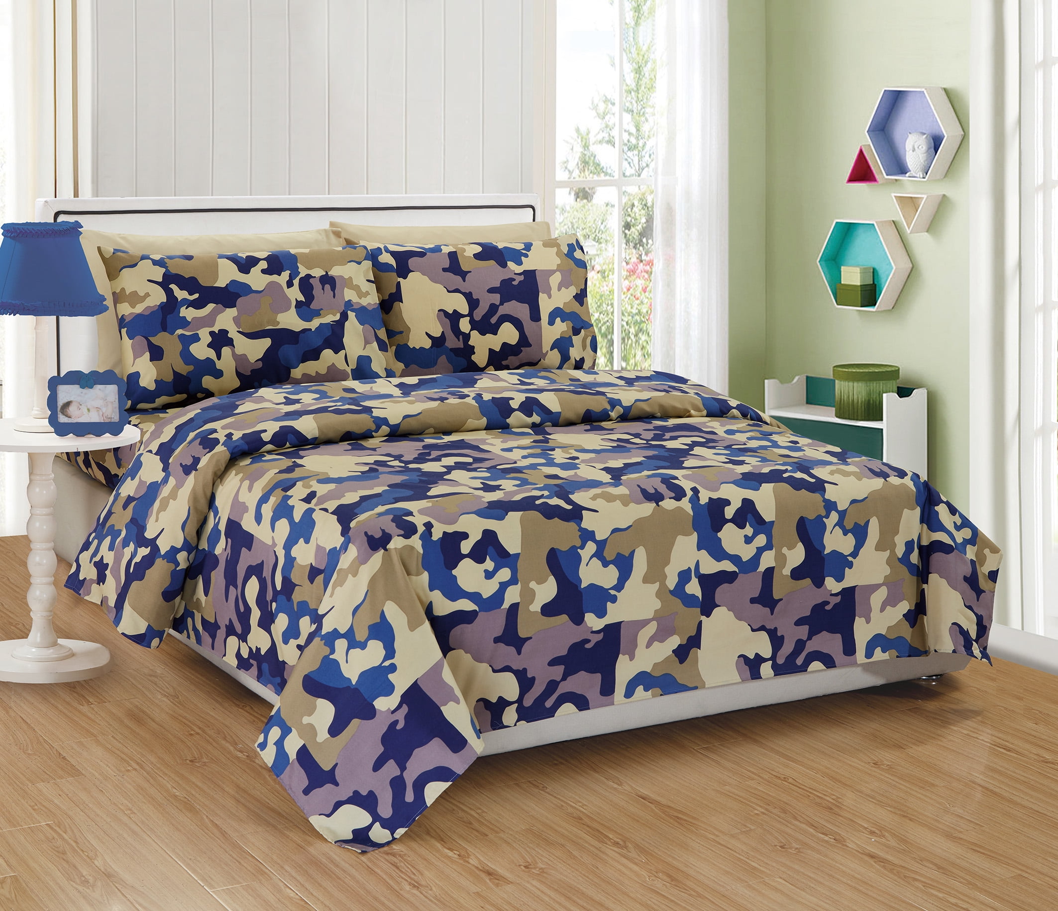 Linen Plus Twin Size 3pc Sheet Set For Teen Kids Camouflage Army Beige Blue Taupe New Bedding Sets Collections Kids Bedding