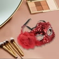 thumbnail image 4 of Unique Bargains 1 Pce Masque de Fête Demi-Visage à Sequins Floraux pour Fête de Mascarade Rouge, 4 of 5