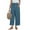 #Style2-Blue-A1, variant on Linen Beige Crop Pants for Women Lightweight High Waist Bell Bottom Comfy Capri Pants Elastic Stretch Summer Gauze Pants with Pockets S