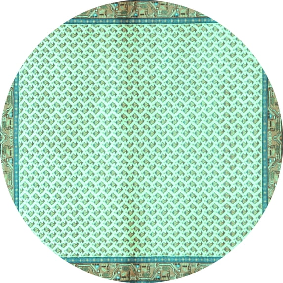 Ahgly Company Indoor Round Persian Turquoise Blue Traditional Area Rugs, 3' Round