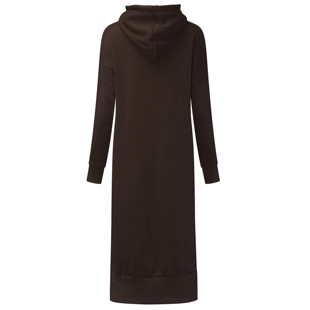 Skpblutn Women'S Sweatshirt Hoodies Winter Fall Casual Comfortable Tops Warm Hooded Baggy Pullover Over Long Dress Round Neckline Long Sleeve Plus Size Sweatshirts Coffee Xxl