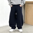 thumbnail image 5 of Spazoro Boys 100% Cotton Wide Leg Pants with Pockets, Elastic Waist Baggy Breathable Casual Trousers for Street Daily Wear Black Size 7-8, 5 of 8