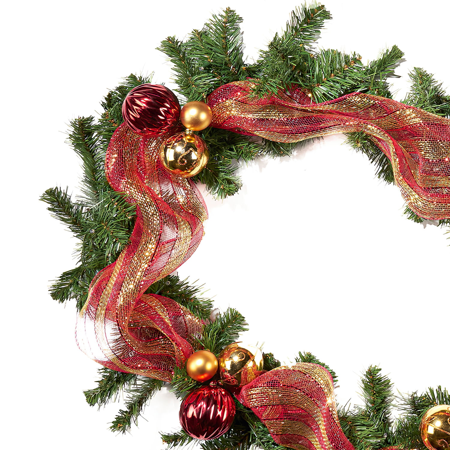 Kepooman House 9-foot Noble Fir Pre-Lit Warm White LED Pre-Decorated Artificial Christmas Garland, Green and Red Kepooman House 9-foot Noble Fir Pre-Lit Warm White LED Pre-Decorated Artificial Christmas Garland, Green and Red