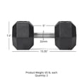 thumbnail image 6 of Titan Fitness 65 LB Pair Free Weights, Black Rubber Coated Hex Dumbbell, Straight Stainless Steel Handle, Strength Training, Full Body Workout, 6 of 7
