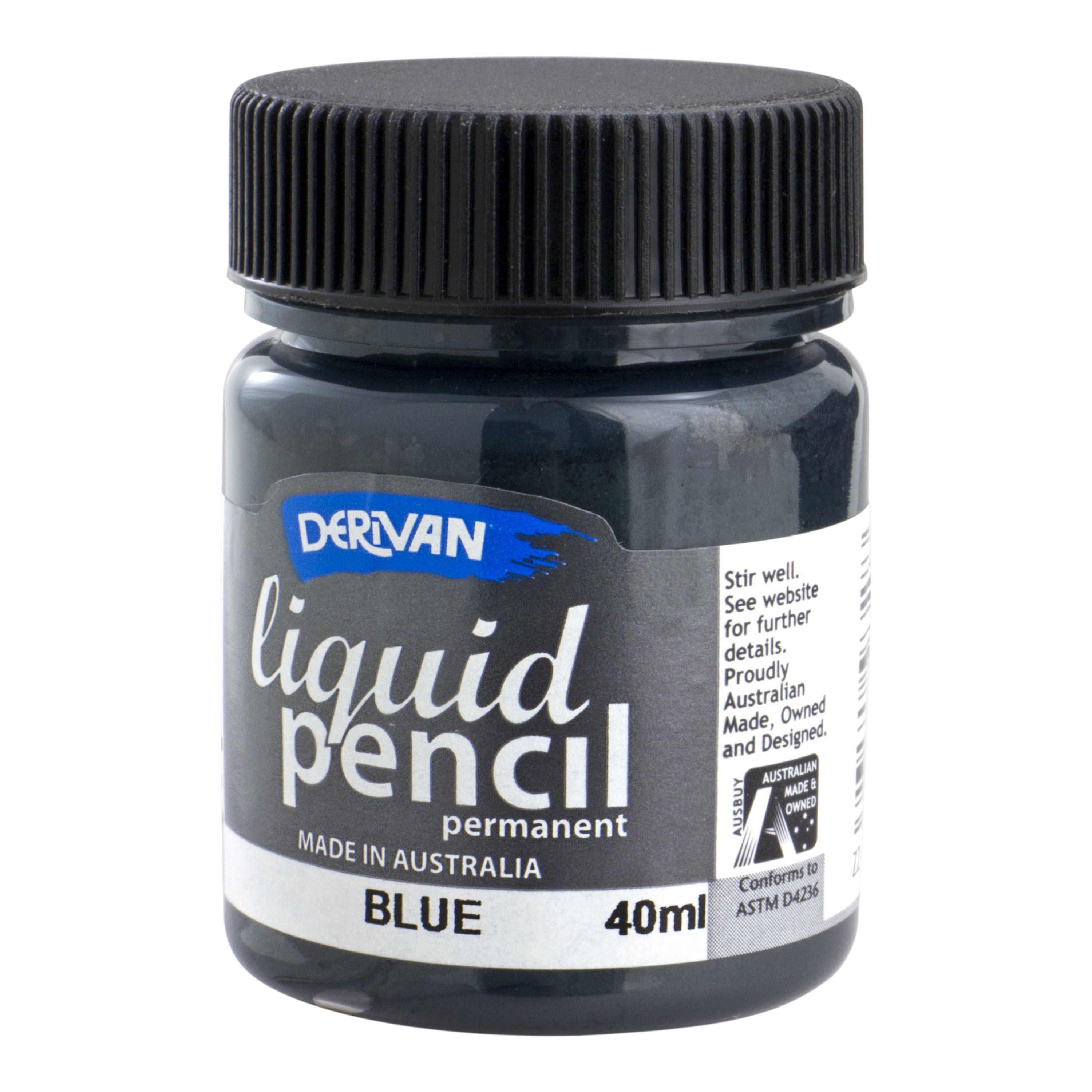 Derivan Permanent Liquid Pencil, Blue, 40ml Bottle