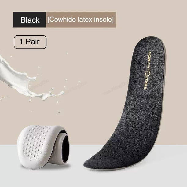 Plantilla de zapatos de cuero de vaca para hombre y mujer, cómodas plantillas deportivas de látex para pies, suela de zapato desodorante de cuero genuino, accesorios para correr EU 35-36 Gao Jinjia LED