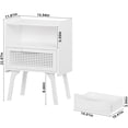 thumbnail image 2 of LELELINKY 2pc Rattan Nightstand with Charging Station, Boho Bedside Table with Drawer and Open Shelf, Solid Wood Legs, White, 2 of 7