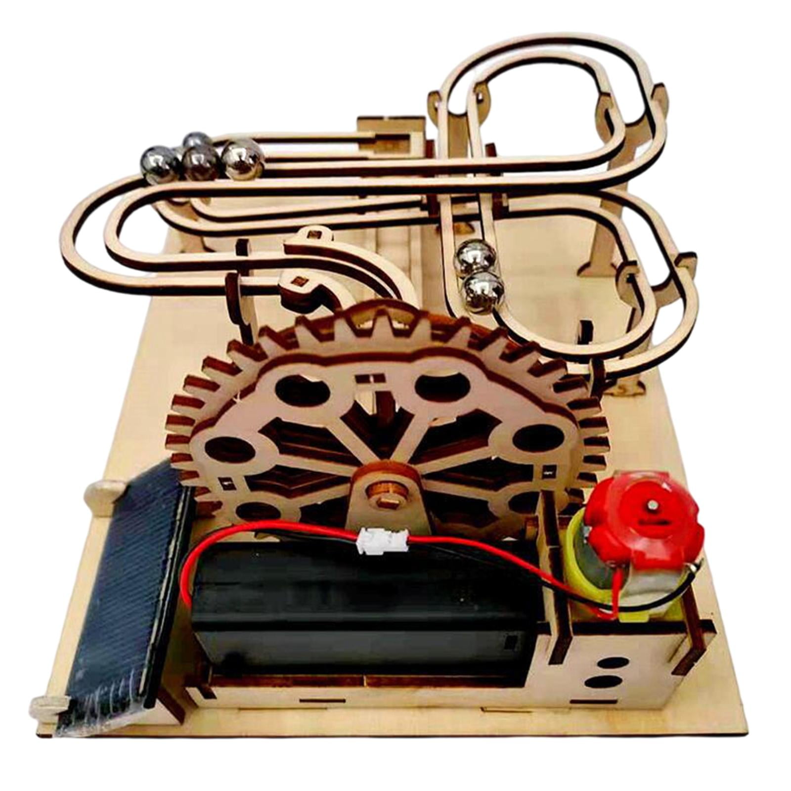 Marble run wood model kit DIY Solar-powered 3D Wooden mechanical puzzle Kit 