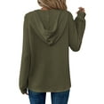 thumbnail image 6 of TEMOFON Hoodies for Women Long Sleeve Waffle Pullover Sweatshirts Fall Casual V Neck Sweatshirt Ladies Comfy Trendy Armygreen Hoody S, 6 of 9