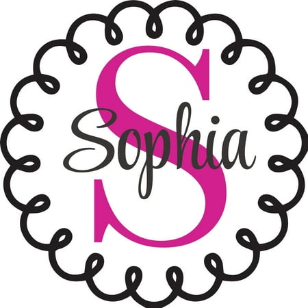 Personalized Name Vinyl Decal Sticker Custom Initial Wall Art Personalization Decor Baby Girls Design Nursery Room Bedroom 12 Inches X 12