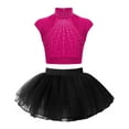 thumbnail image 2 of iixpin Girls Shiny Ballet Outfits Sleeveless Gymnastic Shirt Sports Crop Top and Ballet Skirt Tutu Bllerina Costume for Kids Hot Pink&Black 14, 2 of 6