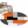 thumbnail image 2 of 3ft Round Rug, Burnt Orange Black Non-Skid Rubber Backing Large Area Rugs - Living Room Bedroom Home Office, Modern Abstract Geometric Indoor Floor Mat Carpets Washable Rug, 2 of 9