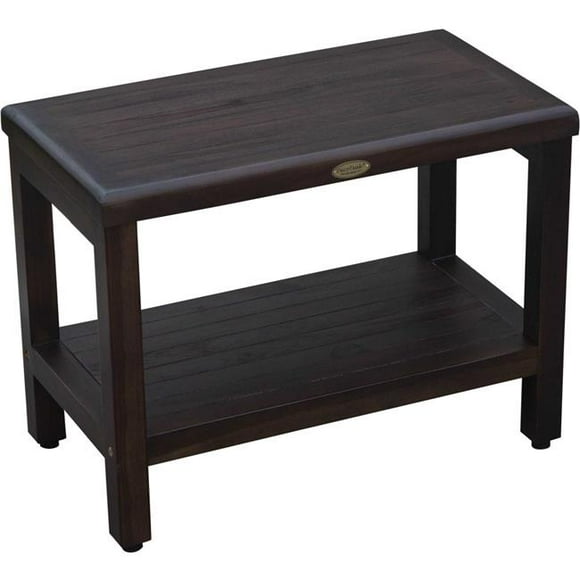 Compact Rectangular Teak Shower / Outdoor Bench in Brown Finish