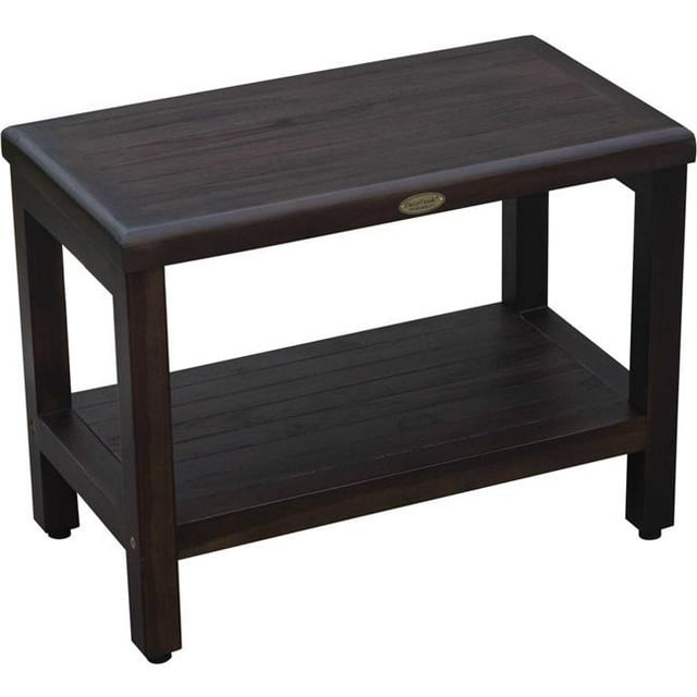 Compact Rectangular Teak Shower / Outdoor Bench in Brown Finish