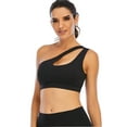thumbnail image 4 of One Shoulder Sports Bra for Women One Strap Sports Bra Removable Padded Sports Bra with Hollow Out, 4 of 6