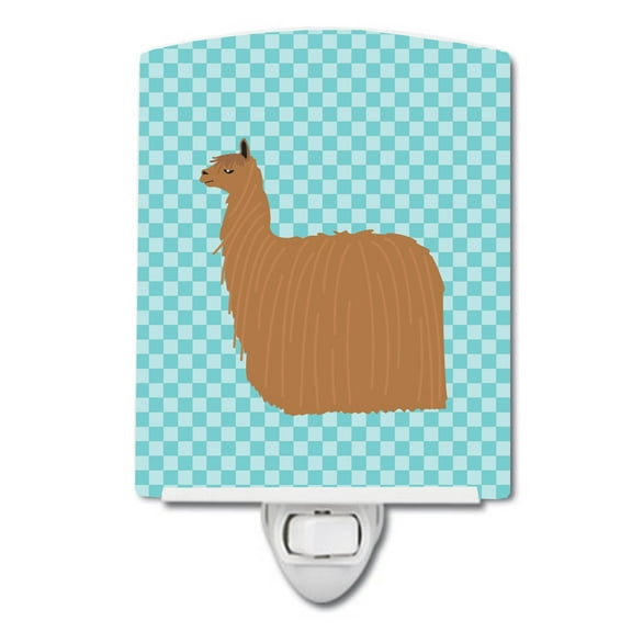 Caroline's Treasures BB8094CNL Alpaca Suri Blue Check Ceramic Night Light, 6x4x3", multicolor