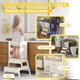 thumbnail image 4 of Qaba 2 in 1 Toddler Tower Kitchen Helper w/ Chalkboard, Safety Rail, White, 4 of 10