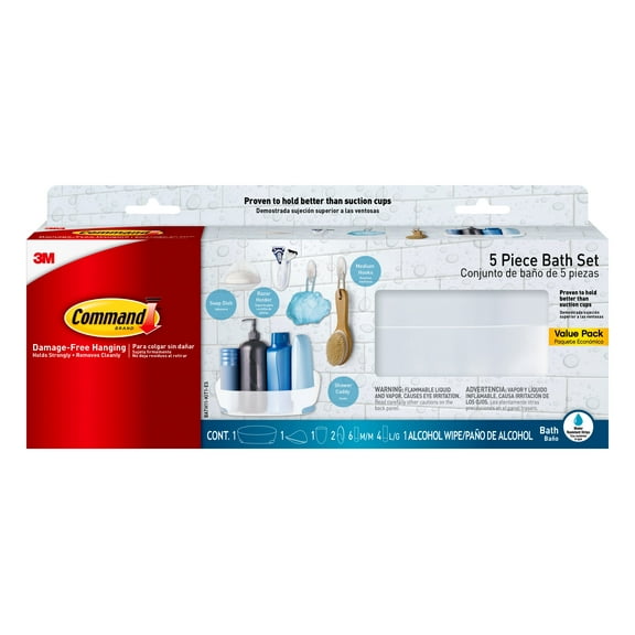 Command Shower Caddy, Frosted, Large, 1 Caddy, 4 Strips/Pack