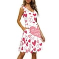 thumbnail image 2 of Renewold Ladies Tank Top Summer Dresses Pink Heart Athletic Activewear Valentine's Day Womens Scoop Neck Sleeveless Midi Dress Comfy Pleat Dress Size 3XL, 2 of 6