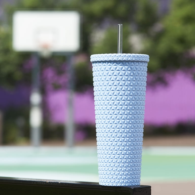 Mainstays MS 2PK 26oz Double Wall AS Plastic Textured Tumbler Blue 