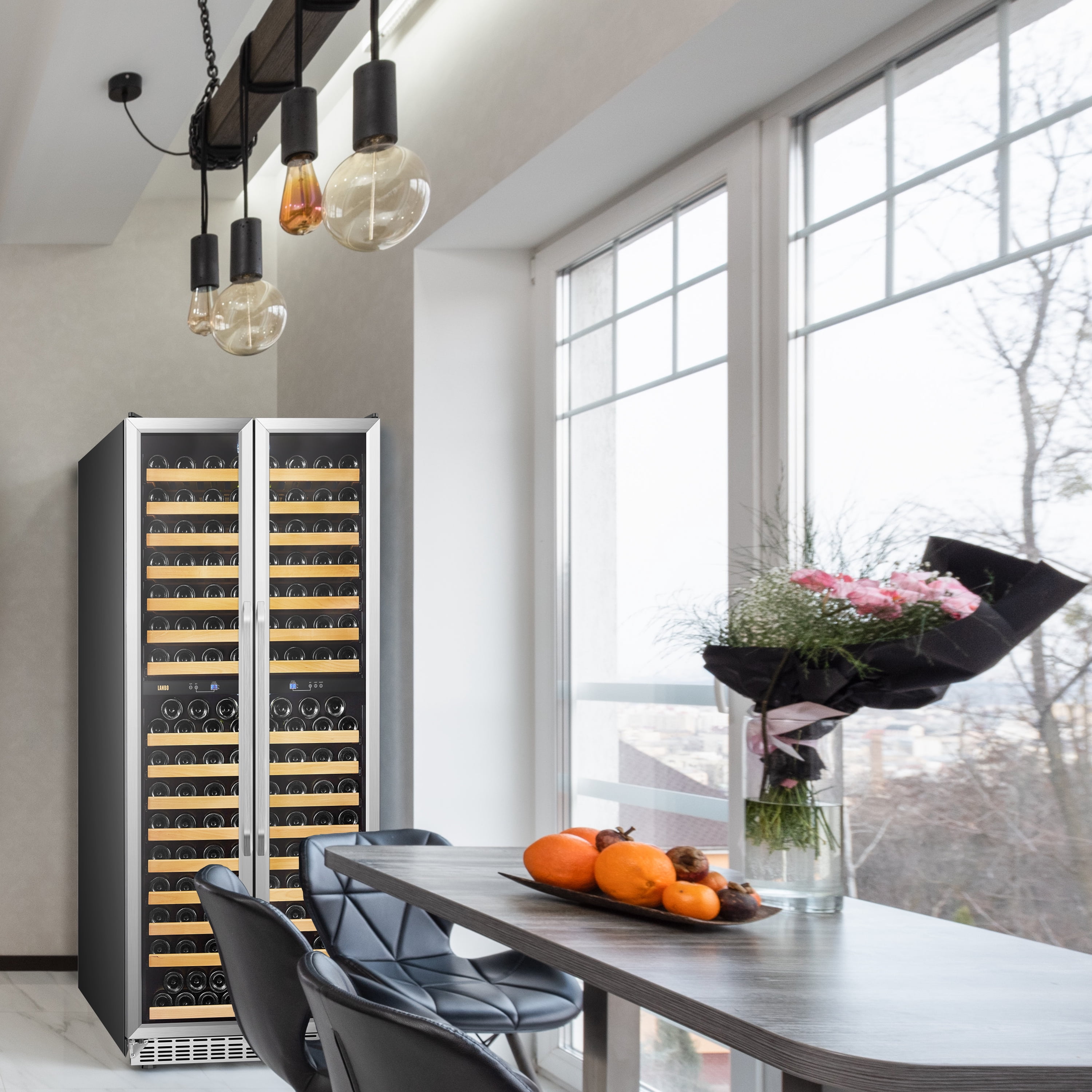 Lanbo 32 inch 255 Bottle Dual Zone Compressor Freestanding Wine Refrigerator
