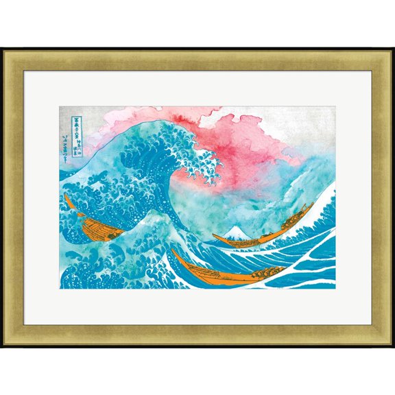 Great Art Now The Great Teal Wave by Porter Hastings, Framed Wall Art, 25.25W x 19.25H