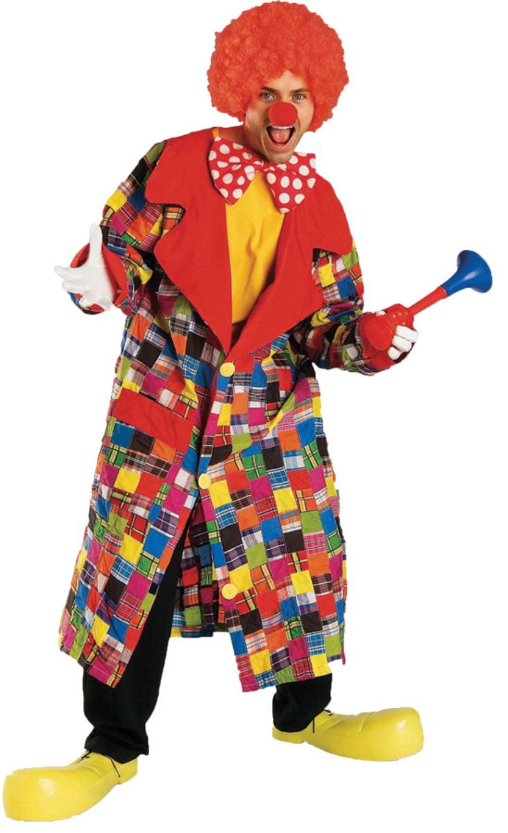 Red and Yellow Patches the Clown Men Adult Halloween Costume One Size