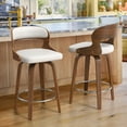 thumbnail image 6 of Dycanpo 26”Bar Stools Swivel, Wood Counter Height Bar Stools Set of 2 for Home Kitchen, White, 6 of 6