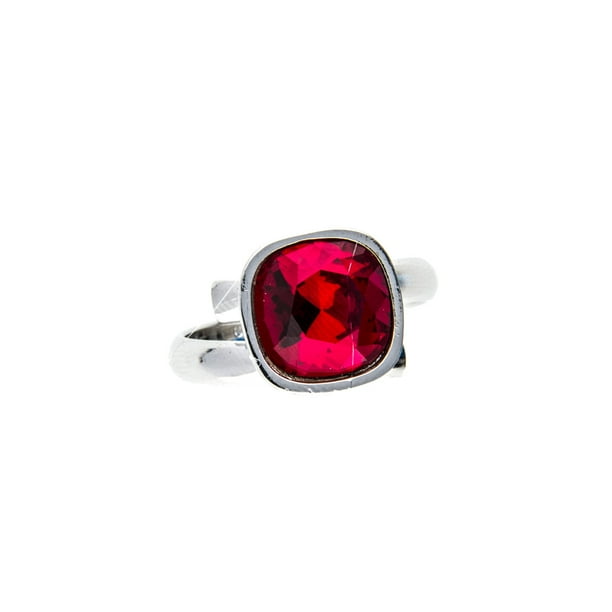 Anillo para Mujer con Cristal Fino Swarovski en forma de Cuadrado– Bañado en Rodio– Anillo Elegante y Brillante-Aretes de Mujer de Moda, Joyería para Mujer de Moda– Regalo especial Ortiz Espinosa Temporada