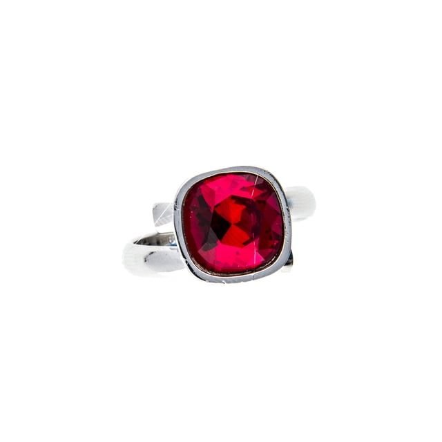 Anillo para Mujer con Cristal Fino Swarovski en forma de Cuadrado– Bañado en Rodio– Anillo Elegante y Brillante-Aretes de Mujer de Moda, Joyería para Mujer de Moda– Regalo especial Ortiz Espinosa Temporada