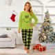 thumbnail image 2 of Moonsky-Green Flannel Christmas Pajamas For Family Parent-child Warm Christmas Set Monster Emoji Printed Home Wear Pajamas Two-piece Mom Set Matching Christmas Pjs For Family#Women L, 2 of 5
