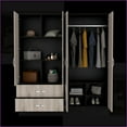 thumbnail image 5 of Chests & Wardrobes | Ron 70.8” Armoire with Drawers & Mirrored Cabinet | Black/Light Gray | Engineered Wood, 5 of 7