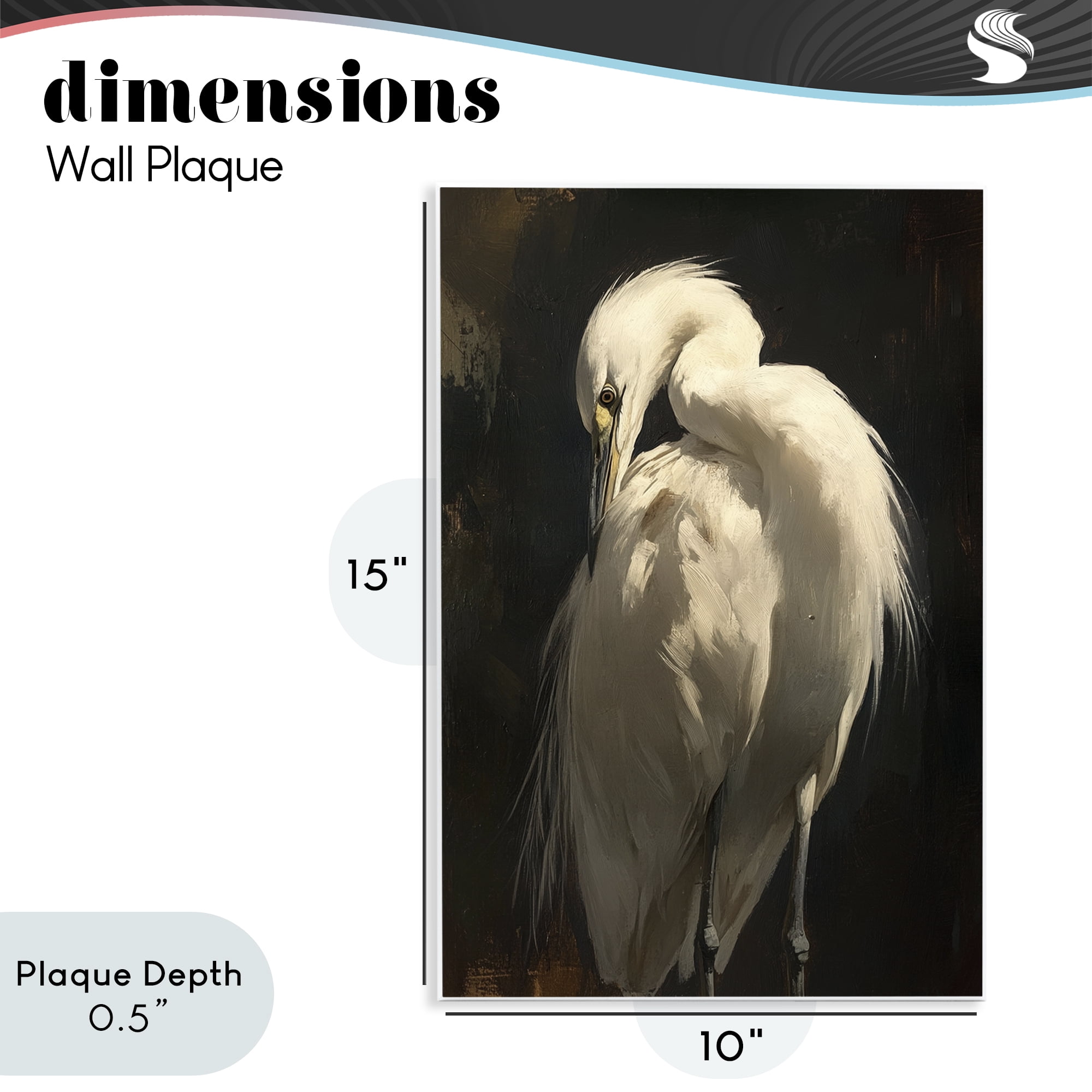 Stupell Industries Feathered Egret in Soft Light Wall Plaque Art, design by Petal Prints Design