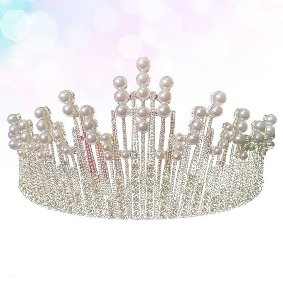 Kitandove Rhinestone Crown Cake Toppers 1Set Silver Metal Crystal Pearl Elegant Bridal Party Decoration Accessories