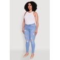 thumbnail image 3 of Womens Plus Size WAX High Waisted Distressed Frayed Skinny Jeans, 3 of 5