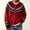 Wine, variant on Women's Sweater Crew Neck Long Sleeve Button-Front Knit Cardigan Hip Relaxed Fair Isle Chevron