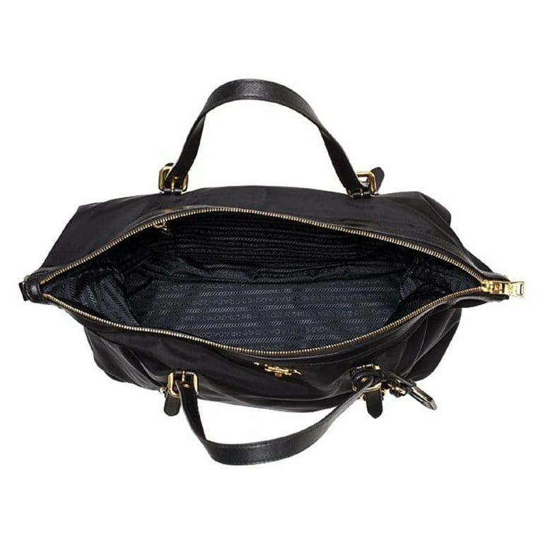 Prada, Bags, Prada Vintage Saffiano Leather Trimmed Tessuto Tote Handbag
