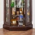 thumbnail image 6 of Lighted Glass Display Curio Cabinet with Tempered Glass Doors and Adjustable Shelves, 70" H 3-Side Wood Corner Cabinet with Bulb, Corner Curio Storage Rack for Bar and Liquor Storage, Cherry, 6 of 7