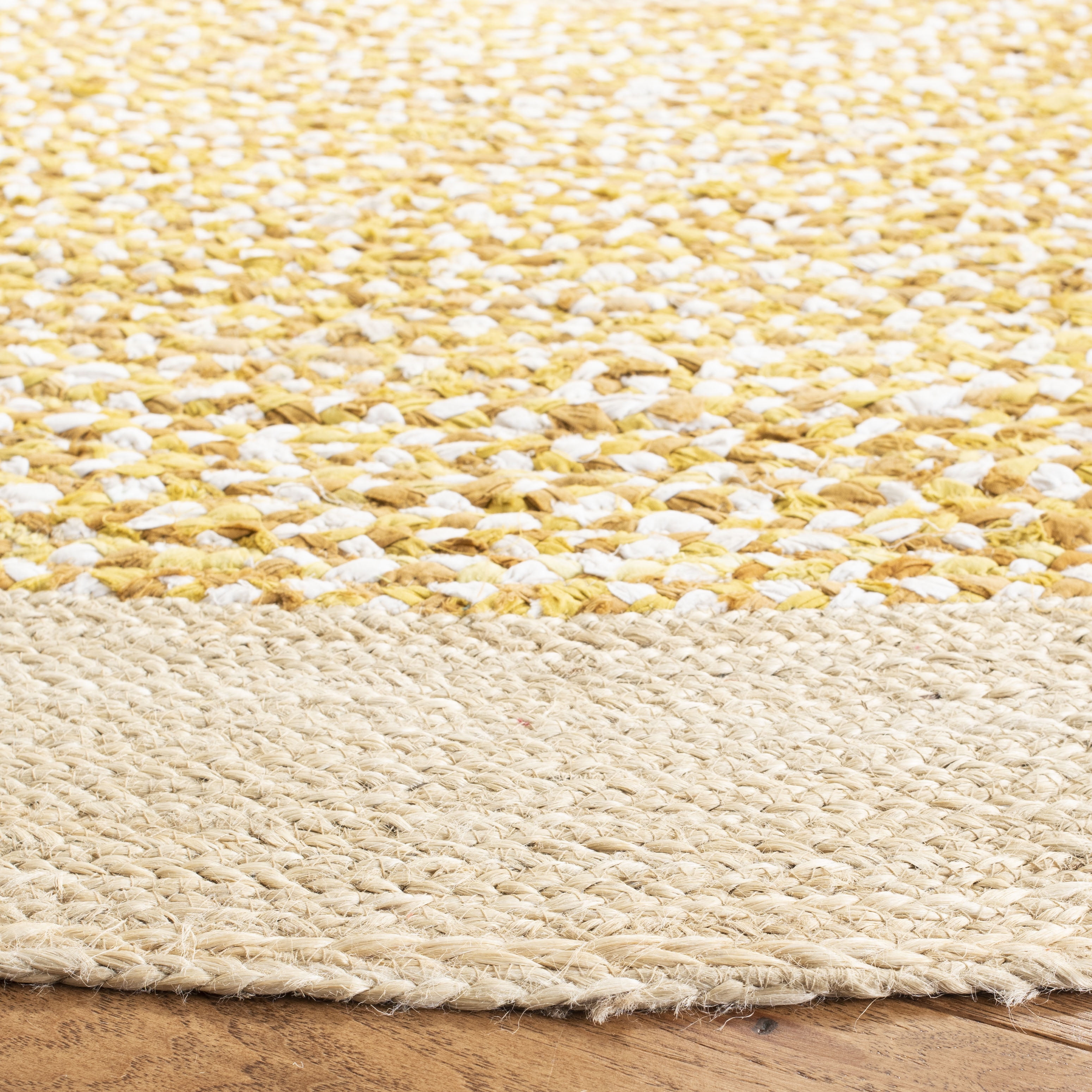 SAFAVIEH Cape Cod Wesley Braided Area Rug, 3' x 3' Round, Gold/Natural