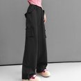 thumbnail image 4 of Annhoo Cargo Pants for Women Drawstring High Waist Wide Leg Trousers Casual Loose Hiking Pants with Multi Pockets, 4 of 6
