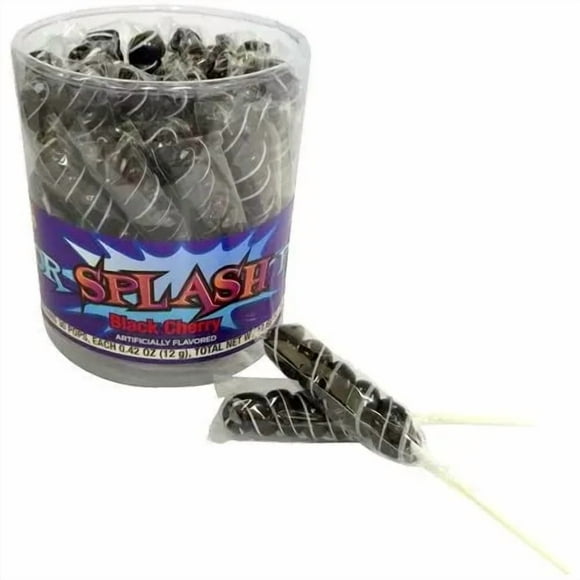 Alberts Black & White Color Splash Black Cherry Swirl Lollipops - Tub of 30